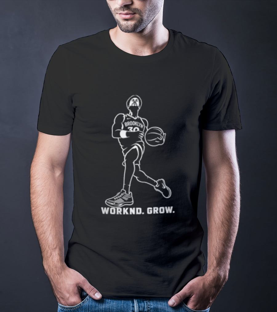 Brooklyn Nets Julius Randle Worknd Grow Basketball Player Dribbling Ball T-Shirt