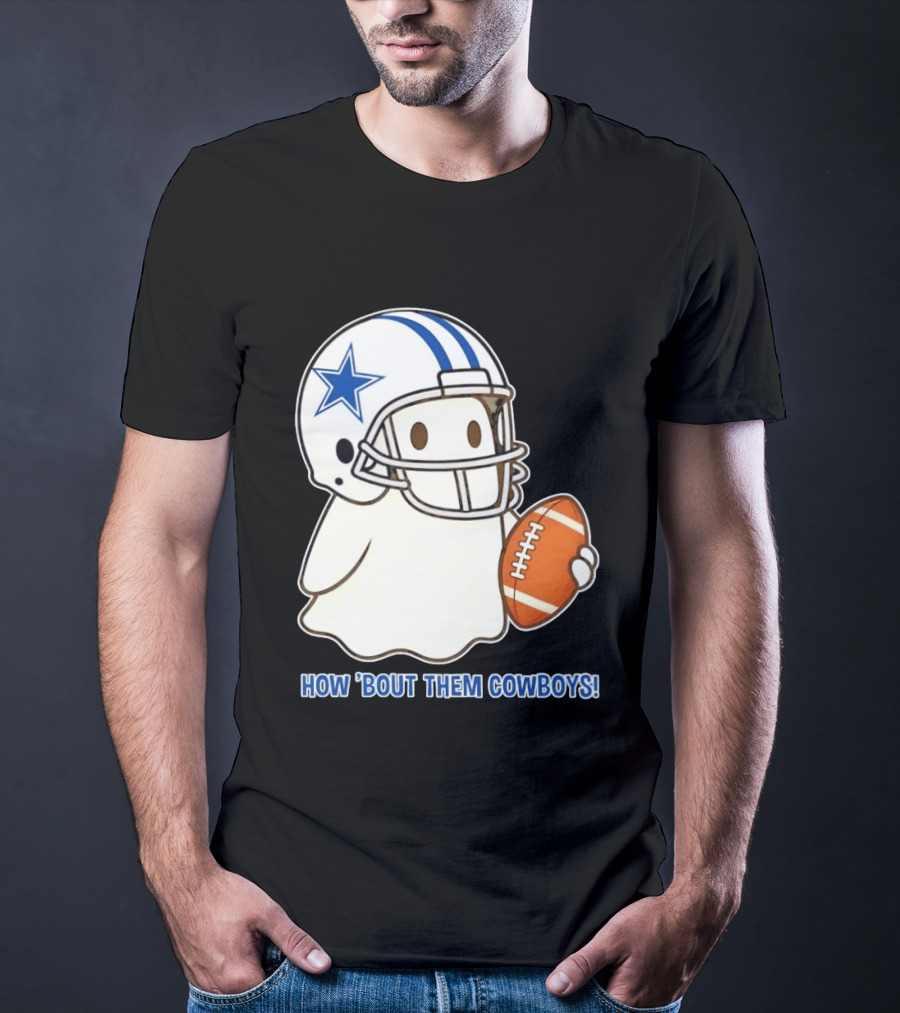 Dallas Cowboys How 'Bout Them Cowboys Halloween Ghost Football Star Helmet Football T-Shirt