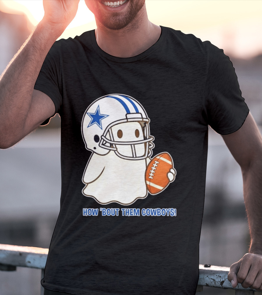 Dallas Cowboys How 'Bout Them Cowboys Halloween Ghost Football Star Helmet Football T-Shirt