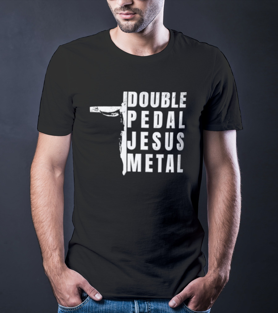 Double Pedal Jesus Metal Crucifix Shape Grunge T-Shirt