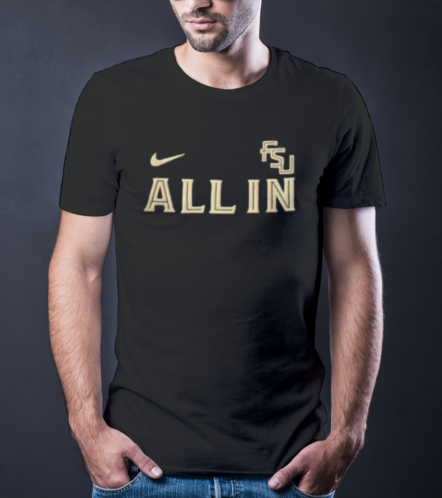 Nike Florida State University FSU All In Gold Black T-Shirt