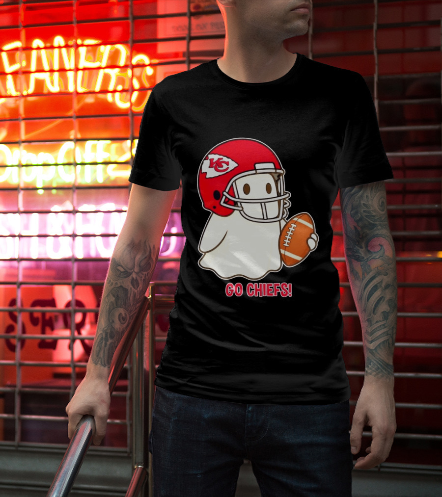 Kansas City Chiefs Go Chiefs Halloween Ghost Football Helmet T-Shirt