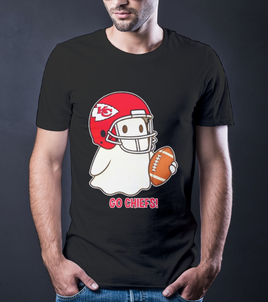 Kansas City Chiefs Go Chiefs Halloween Ghost Football Helmet T-Shirt