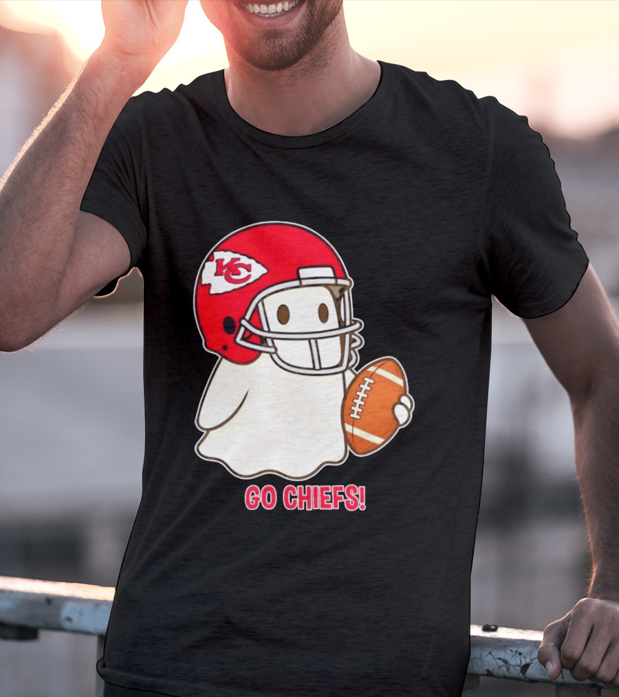 Kansas City Chiefs Go Chiefs Halloween Ghost Football Helmet T-Shirt