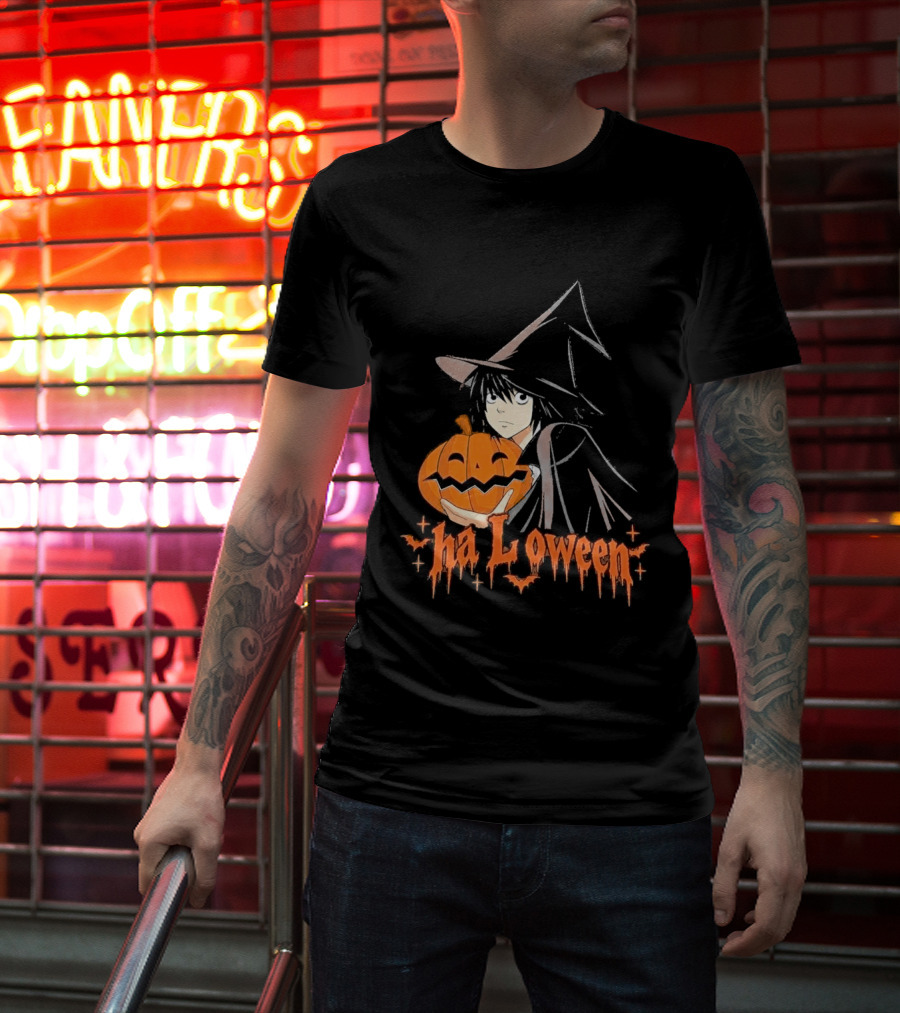 L Lawliet Witch With Pumpkin Halloween Death Note Anime T-Shirt