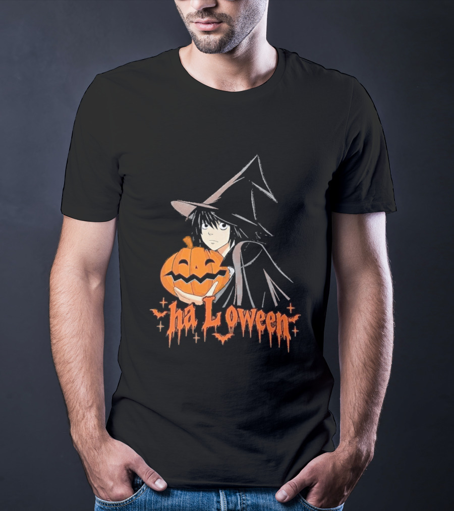 L Lawliet Witch With Pumpkin Halloween Death Note Anime T-Shirt