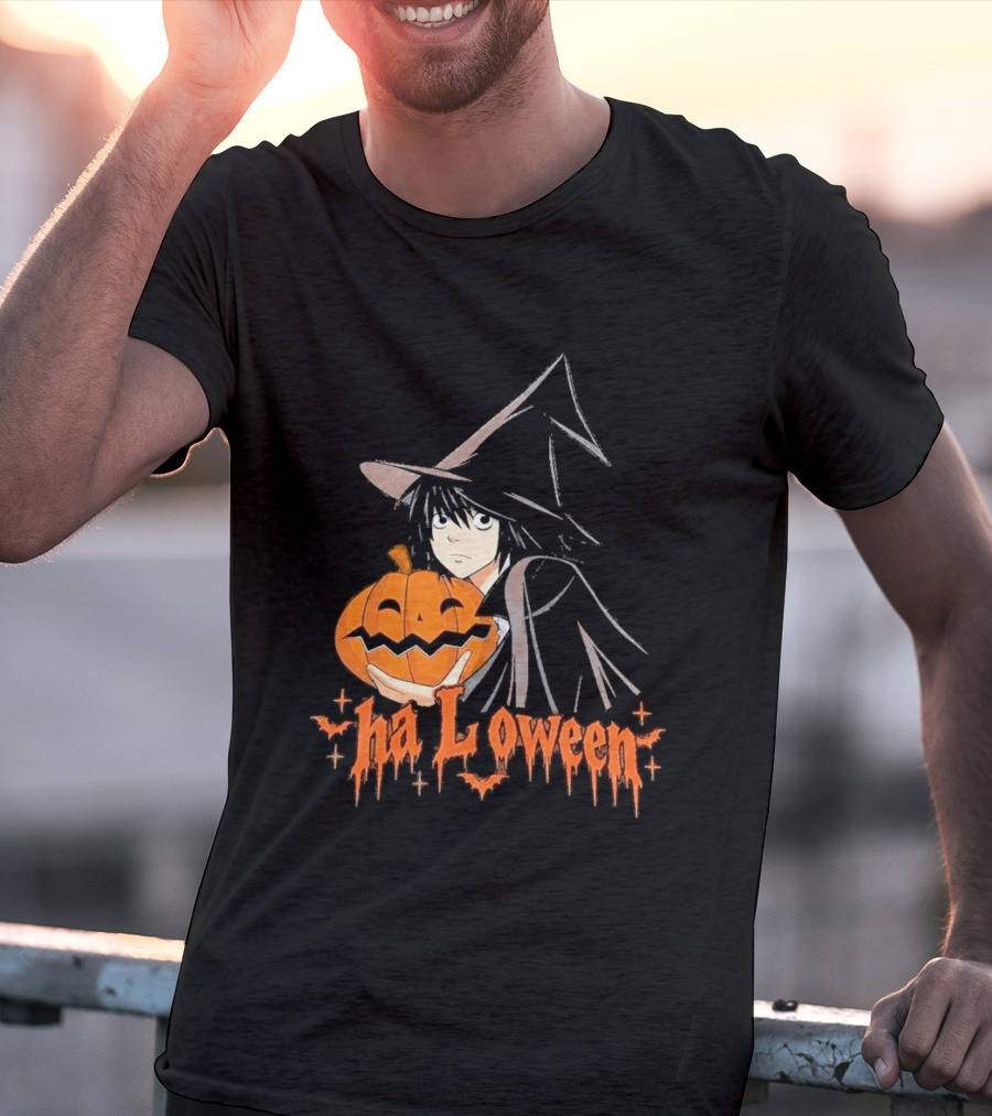 L Lawliet Witch With Pumpkin Halloween Death Note Anime T-Shirt