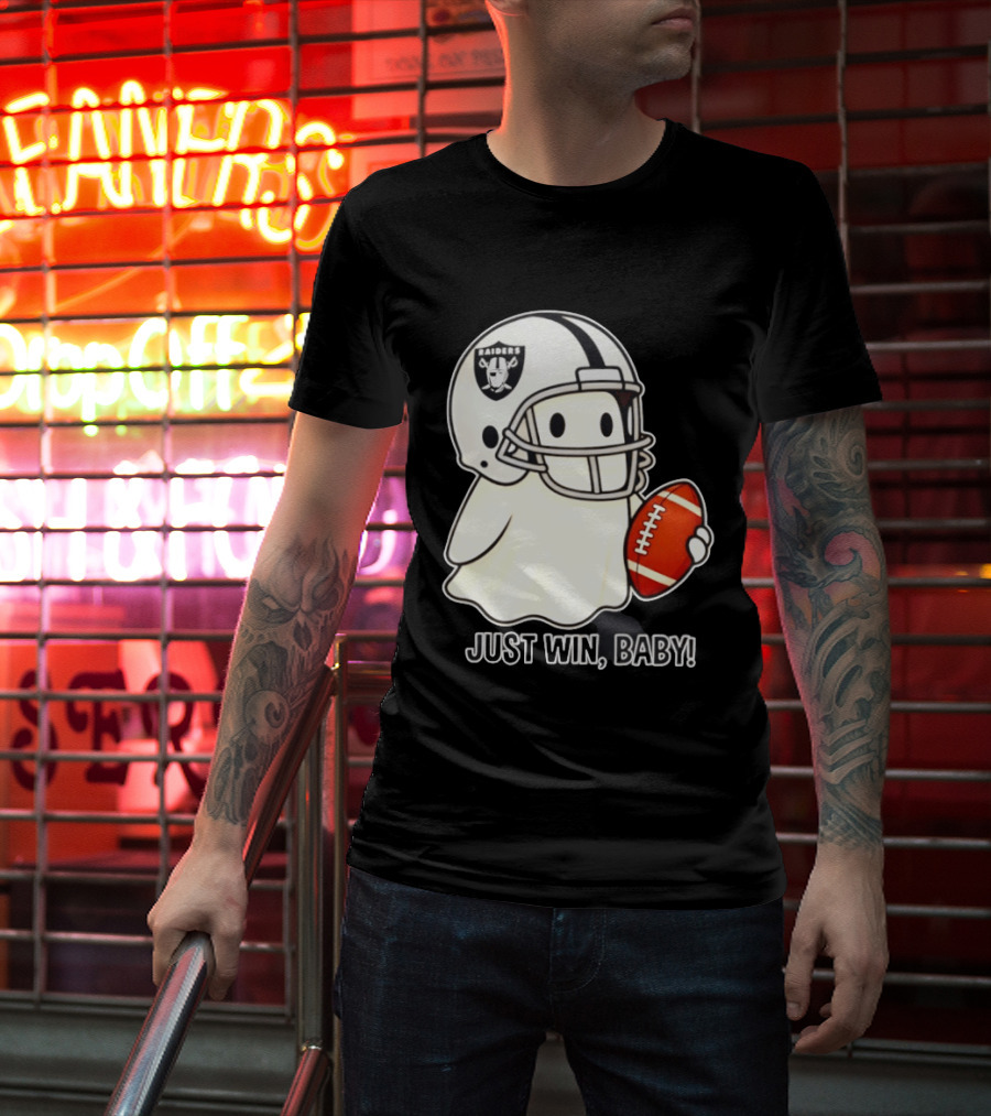 Las Vegas Raiders Just Win Baby Ghost Football Halloween 2026 T-Shirt