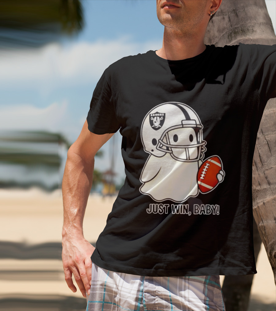 Las Vegas Raiders Just Win Baby Ghost Football Halloween 2026 T-Shirt
