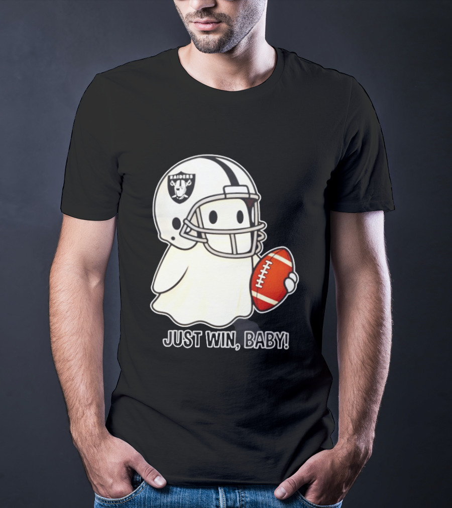 Las Vegas Raiders Just Win Baby Ghost Football Halloween 2026 T-Shirt