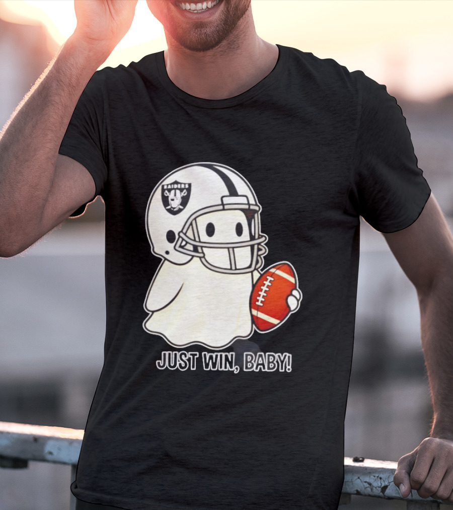 Las Vegas Raiders Just Win Baby Ghost Football Halloween 2026 T-Shirt