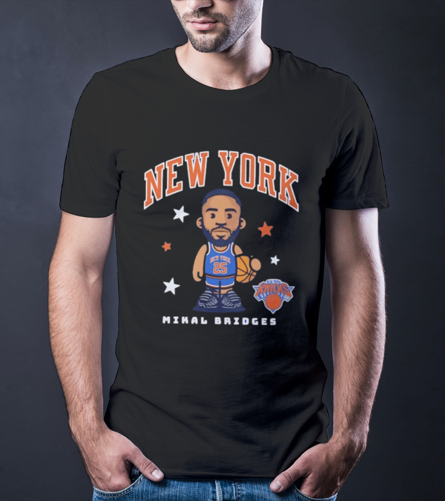 New York Knicks Mikal Bridges Basketball 25 T-Shirt