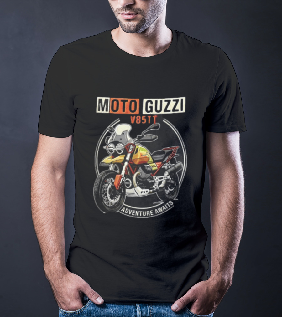 Moto Guzzi V85TT Adventure Awaits Motorcycle T-Shirt