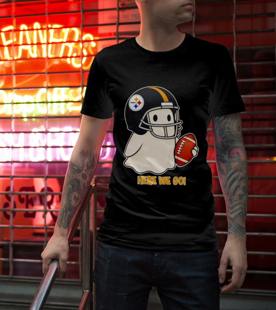 Pittsburgh Steelers Halloween Ghost Football Here We Go 2026 T-Shirt