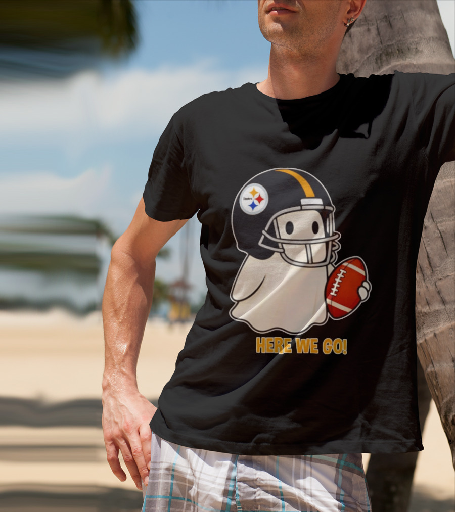 Pittsburgh Steelers Halloween Ghost Football Here We Go 2026 T-Shirt