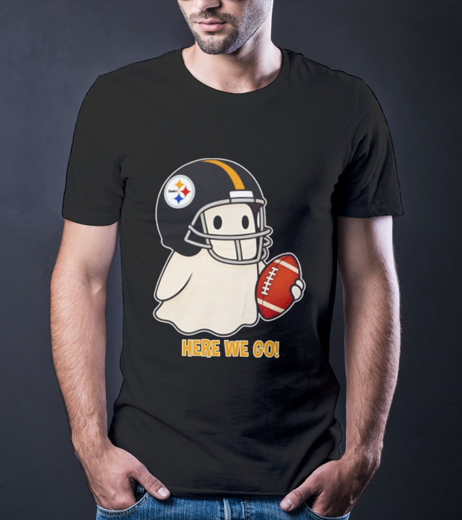 Pittsburgh Steelers Halloween Ghost Football Here We Go 2026 T-Shirt