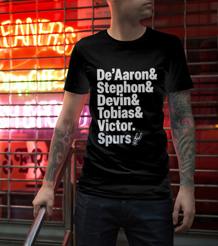 San Antonio Spurs De'Aaron Stephon Devin Tobias Victor Lineup 2026 T-Shirt