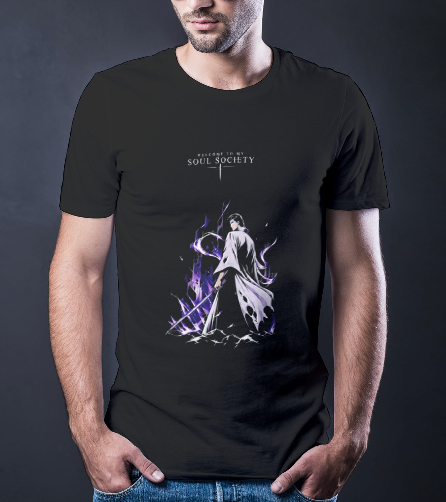 Sosuke Aizen Welcome To My Soul Society Sword Character Purple Aura T-Shirt