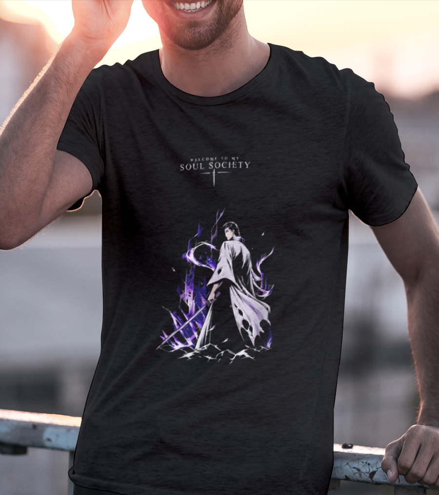 Sosuke Aizen Welcome To My Soul Society Sword Character Purple Aura T-Shirt