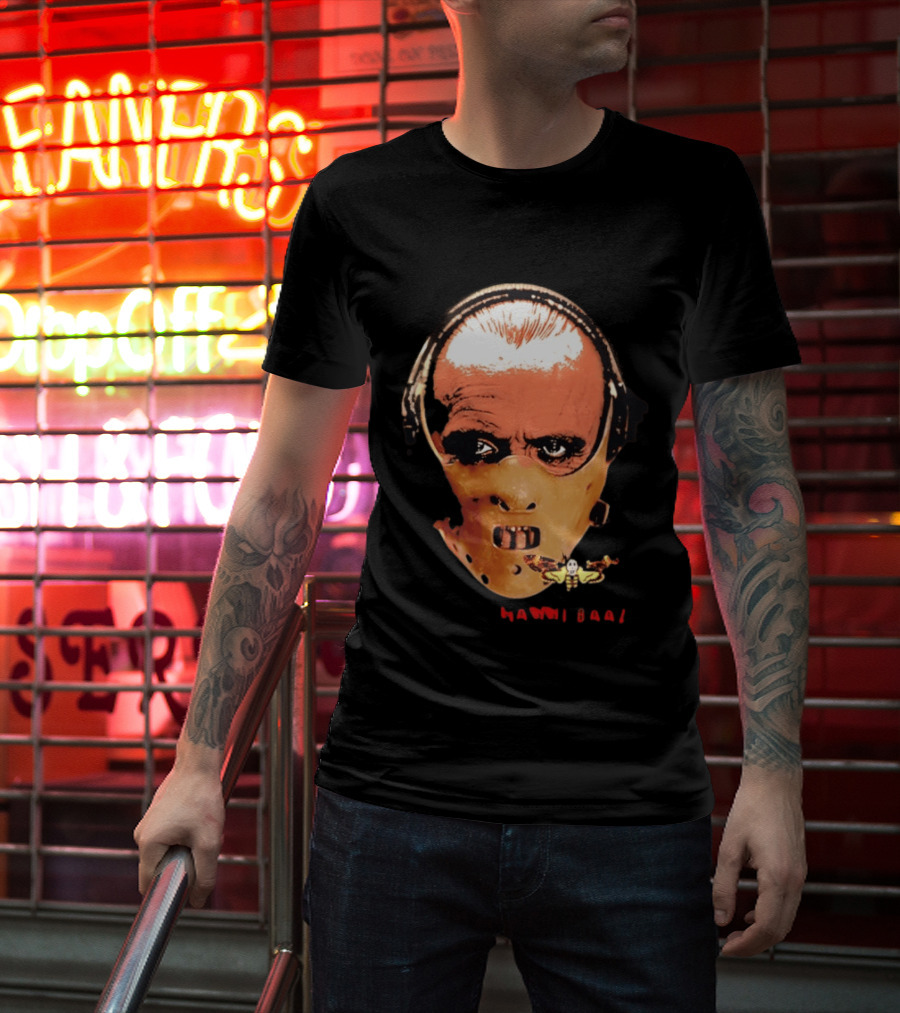 Hannibal Lecter Silence Of The Lamb Halloween Horror Mask With Skull Moth T-Shirt