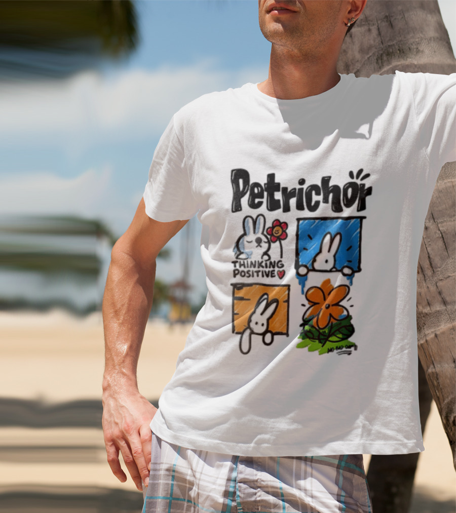 Petrichor Thinking Positive No Bad Day Bunny And Flowers T-Shirt