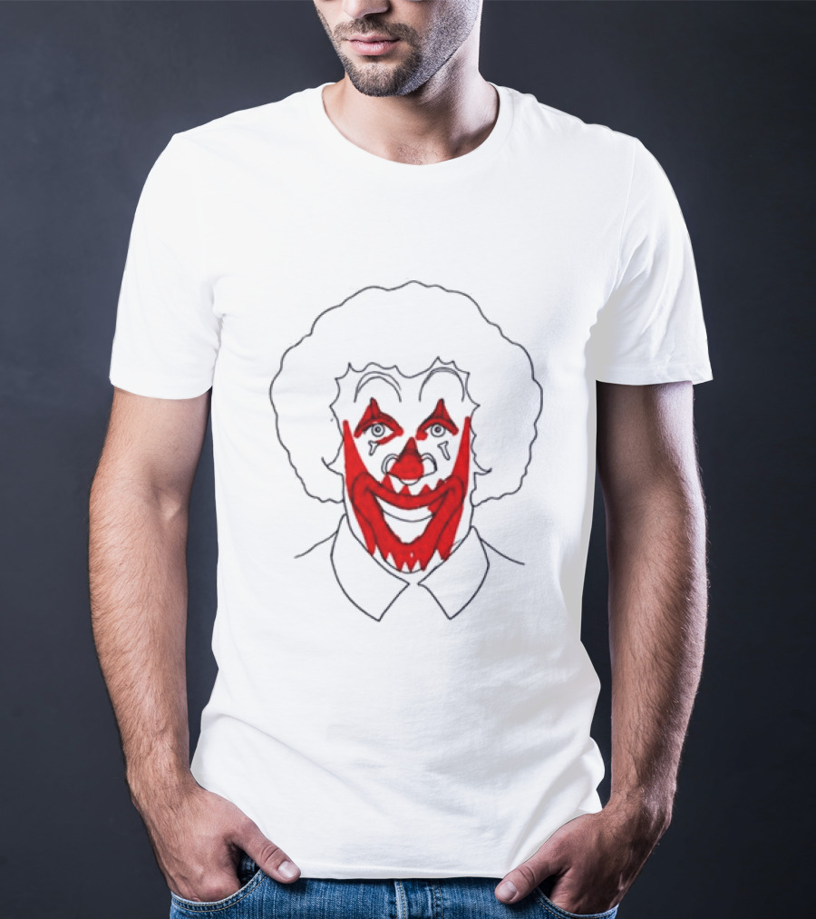 Asspizza Store Ronald Clown Face Drawing Red Lips White Collar T-Shirt