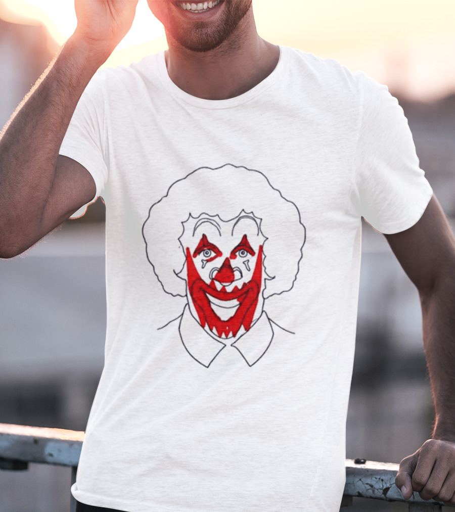Asspizza Store Ronald Clown Face Drawing Red Lips White Collar T-Shirt