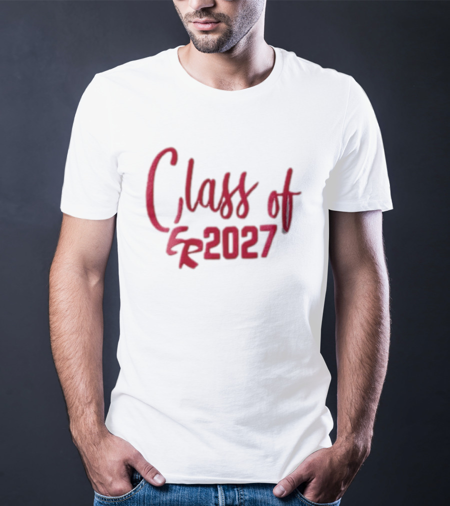 Class Of 2027 Red Script Numbers T-Shirt