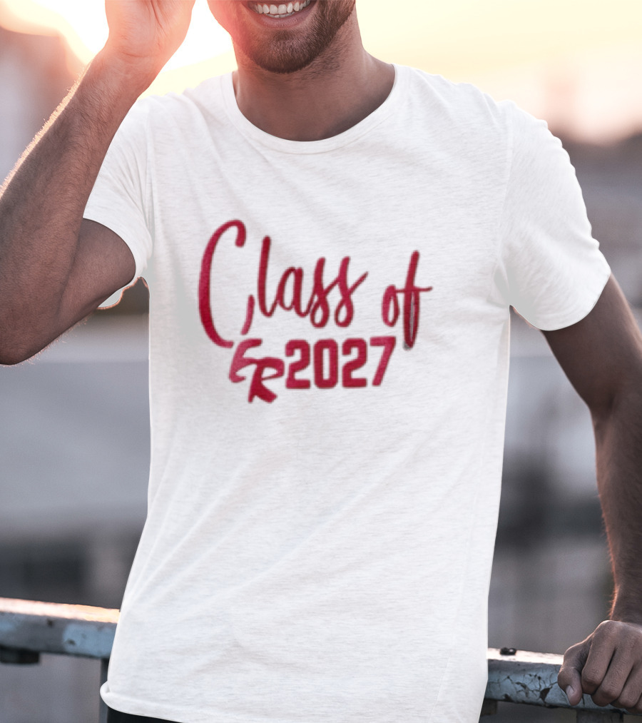 Class Of 2027 Red Script Numbers T-Shirt