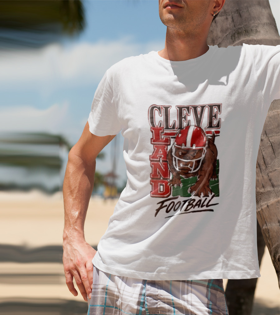 Cleveland Browns Bulldog Football Helmet Mascot Running T-Shirt