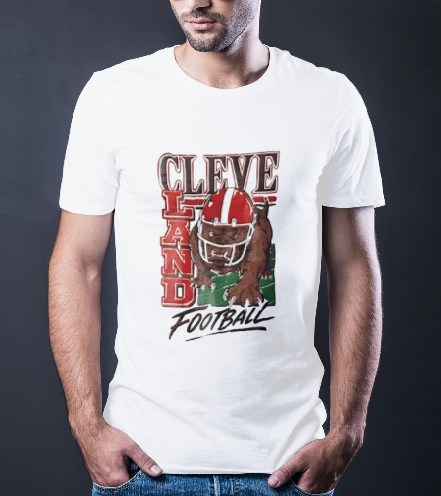 Cleveland Browns Bulldog Football Helmet Mascot Running T-Shirt