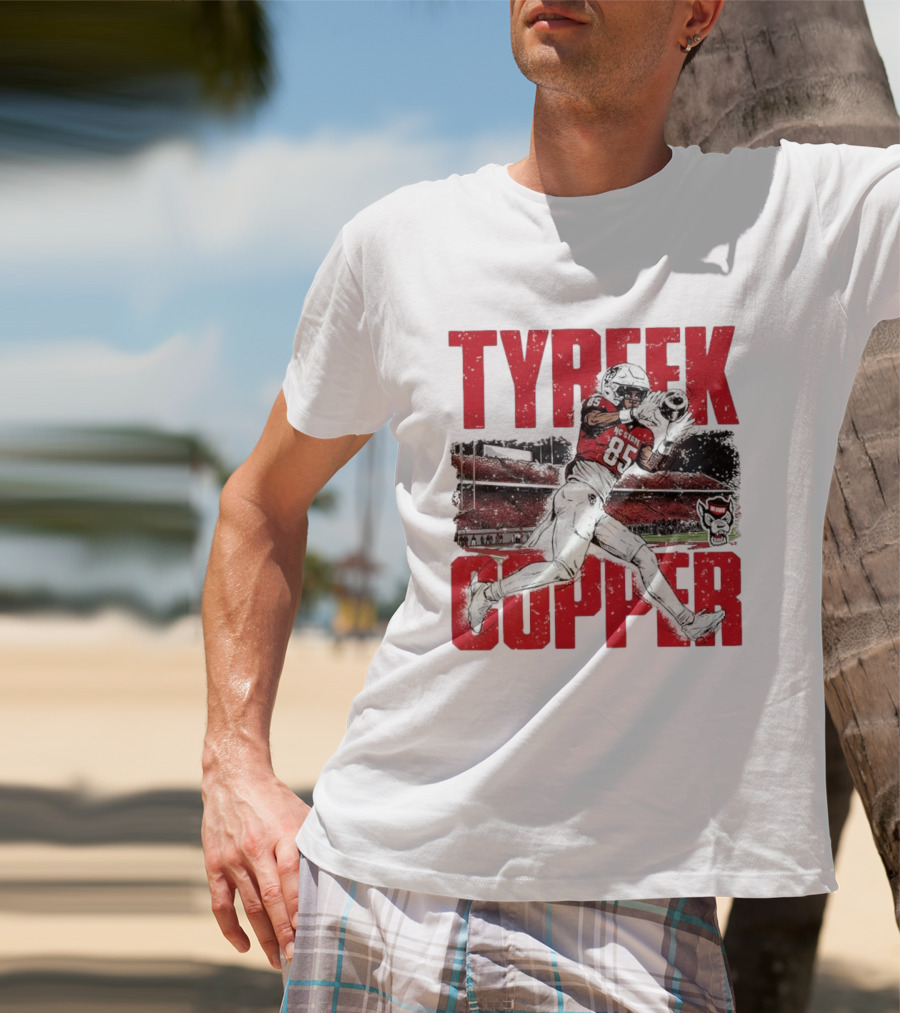 NCAA Football NC State Wolfpack Tyreek Copper Catching Highlight Caricature T-Shirt