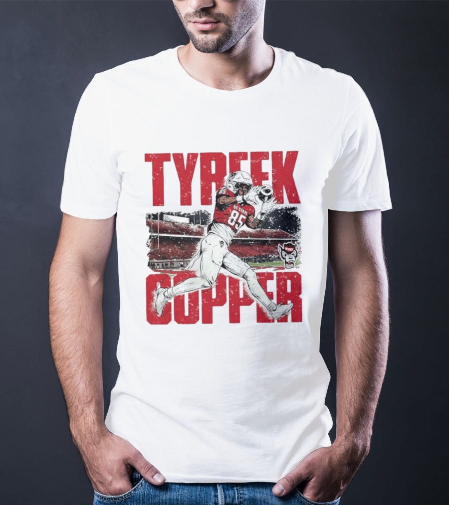 NCAA Football NC State Wolfpack Tyreek Copper Catching Highlight Caricature T-Shirt