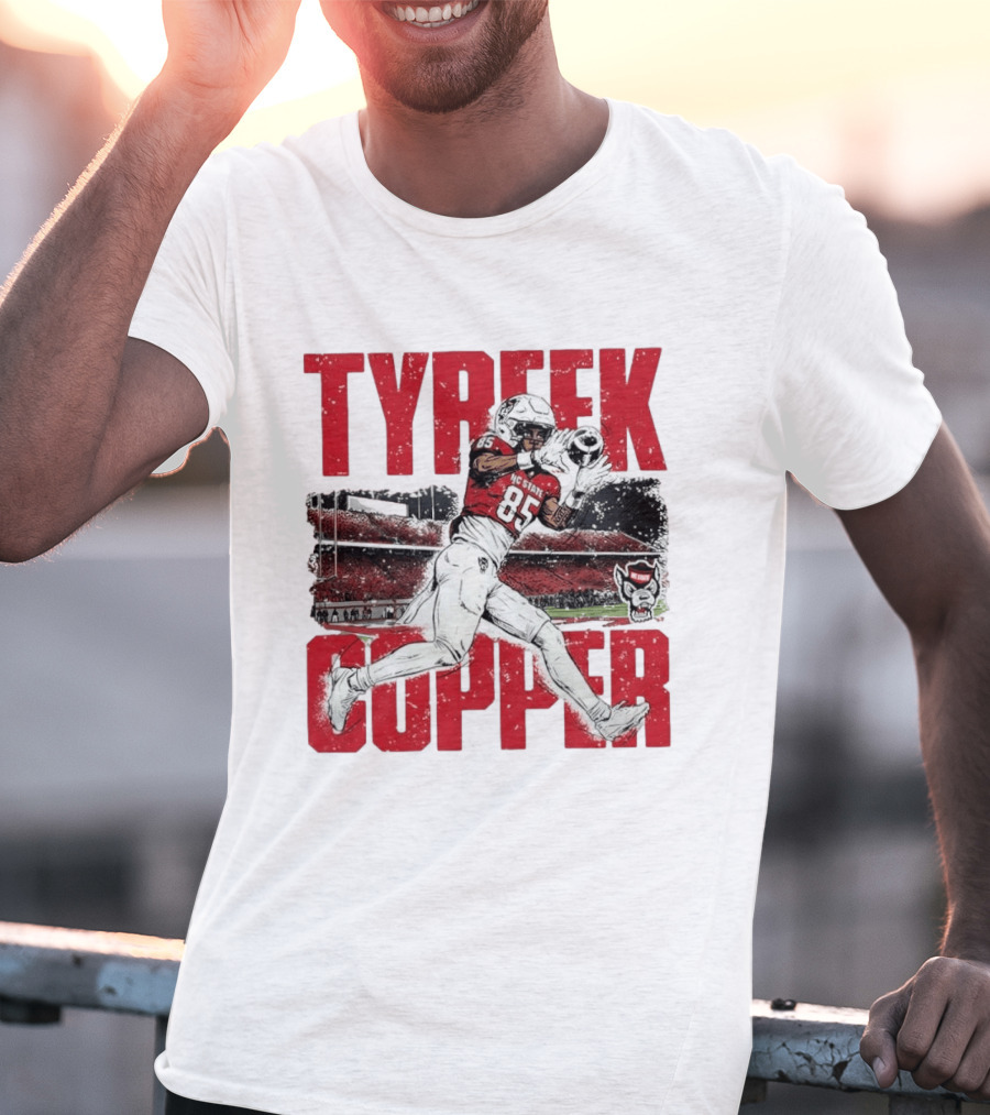NCAA Football NC State Wolfpack Tyreek Copper Catching Highlight Caricature T-Shirt
