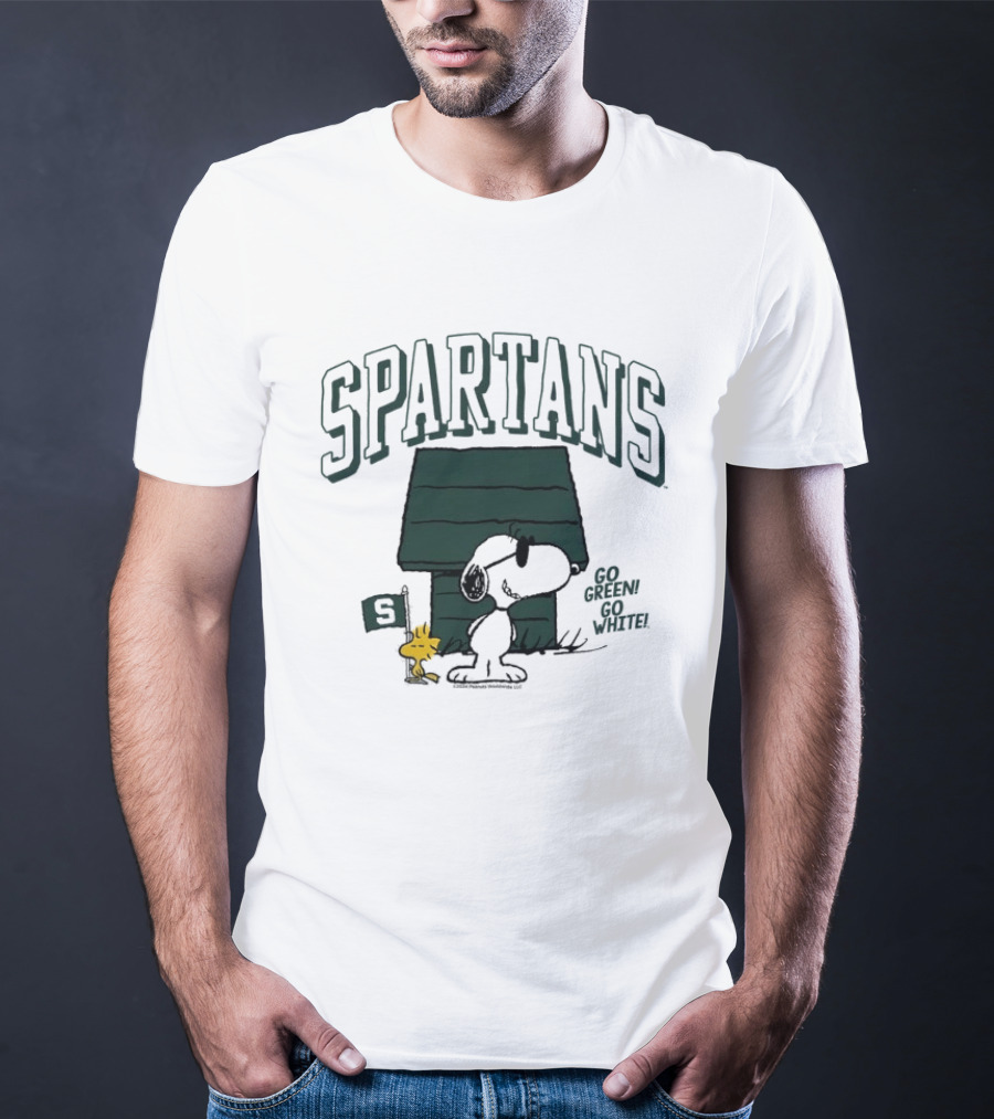 Spartans Snoopy Go Green Go White T-Shirt