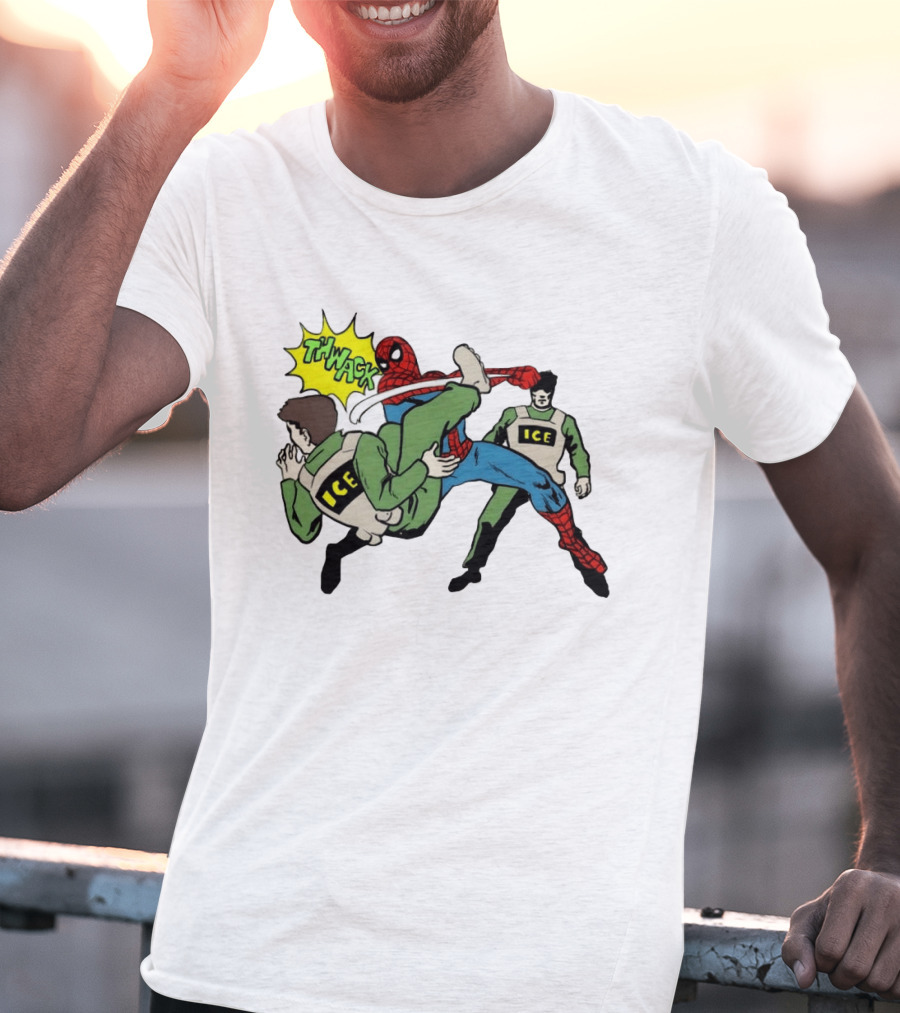 Spider Man Thwack ICE Agents Marvel Super Hero Action Scene T-Shirt