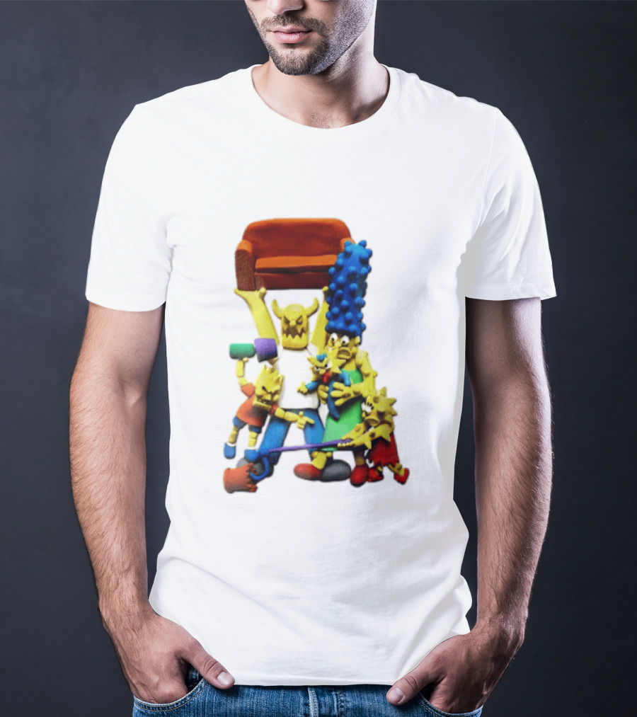The Simpsons Claymation Family Couch Posing Scene T-Shirt