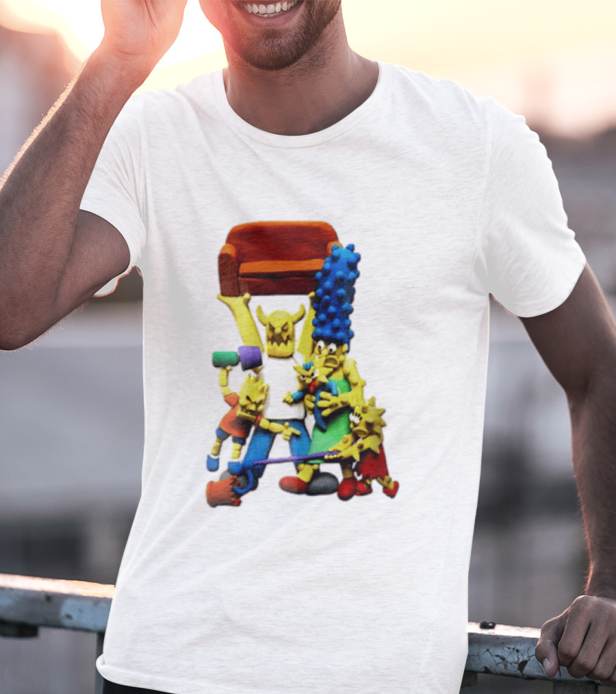The Simpsons Claymation Family Couch Posing Scene T-Shirt