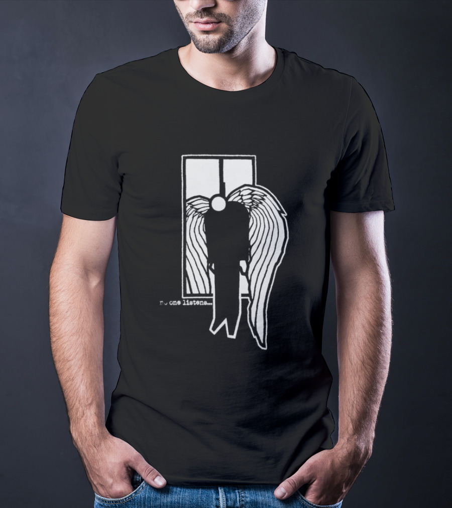 7 Angels 7 Plagues No One Listens Wings Mirror Black T-Shirt