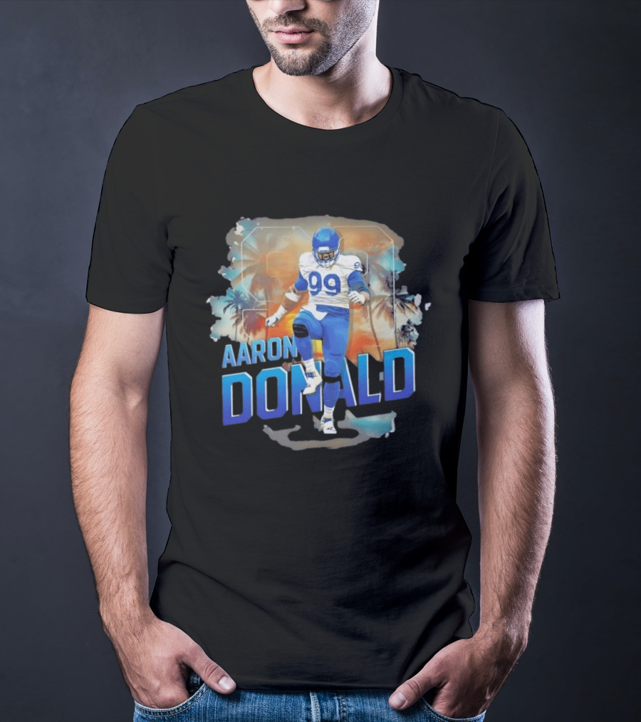 Aaron Donald 99 Los Angeles Rams Sunset Cityscape T-Shirt