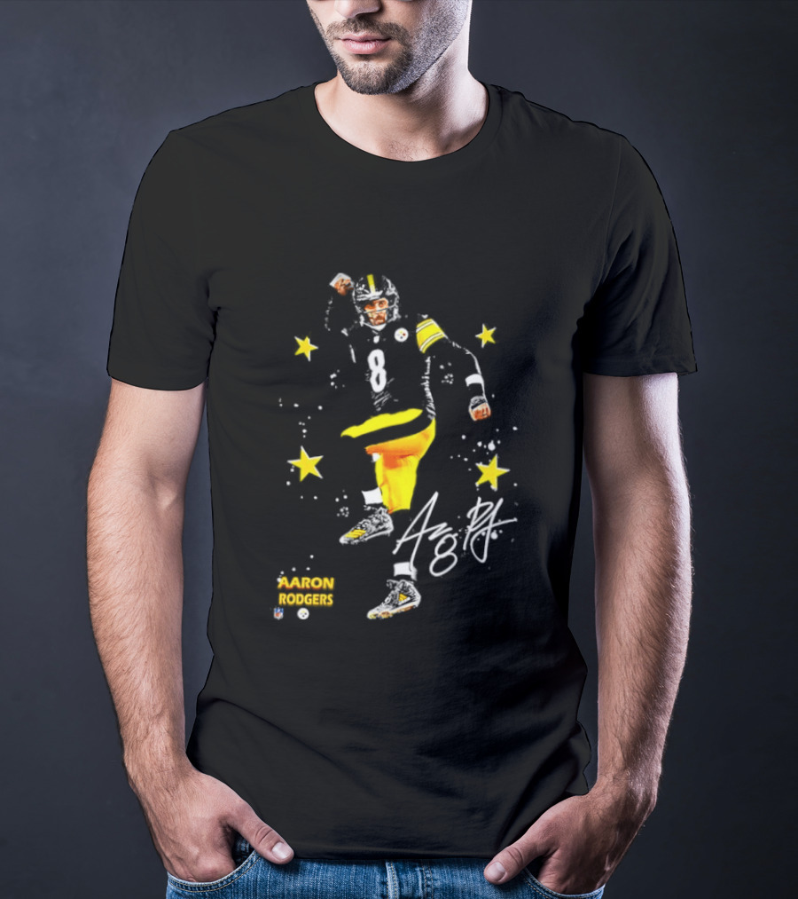 Aaron Rodgers Pittsburgh Steelers King Of The North Yellow Stars Signature T-Shirt