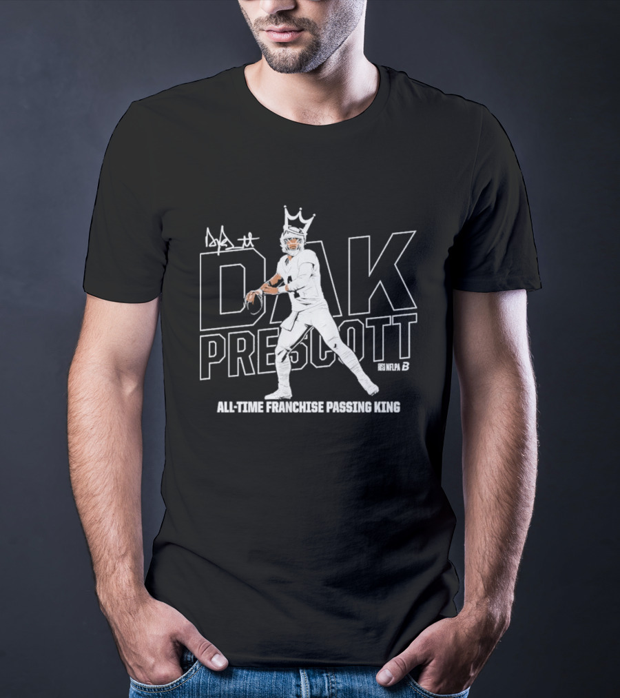 Dak Prescott All Time Franchise Passing King Number 4 Autograph T-Shirt