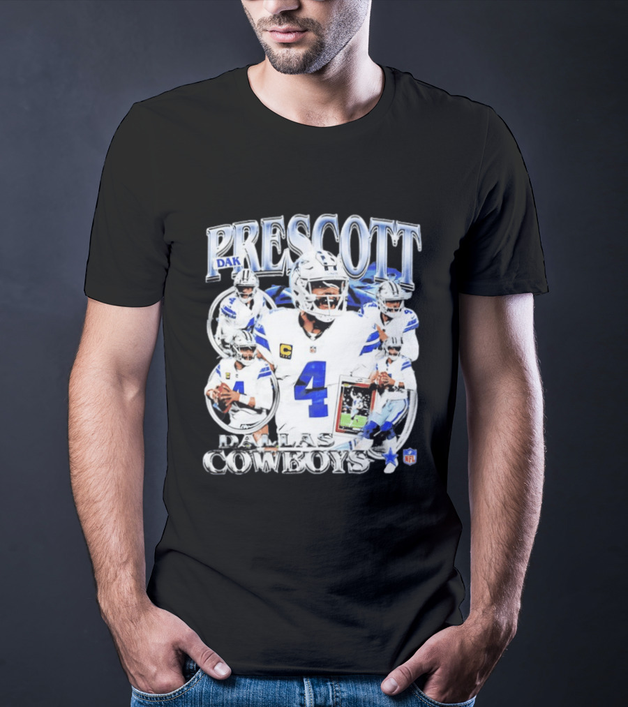 Dak Prescott Dallas Cowboys NFL Quarterback Collage T-Shirt