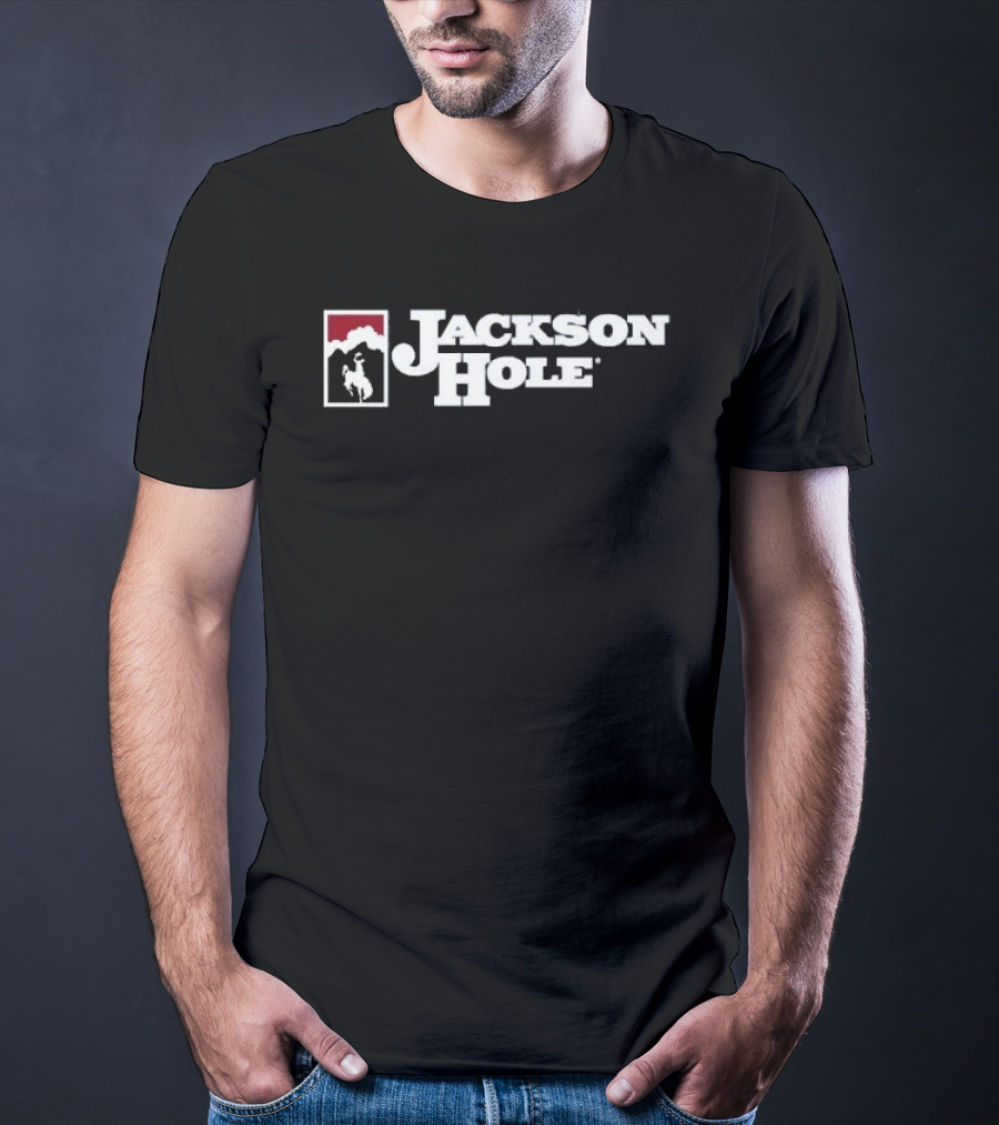 Jackson Hole Wyoming Cowboy Icon Red And White T-Shirt