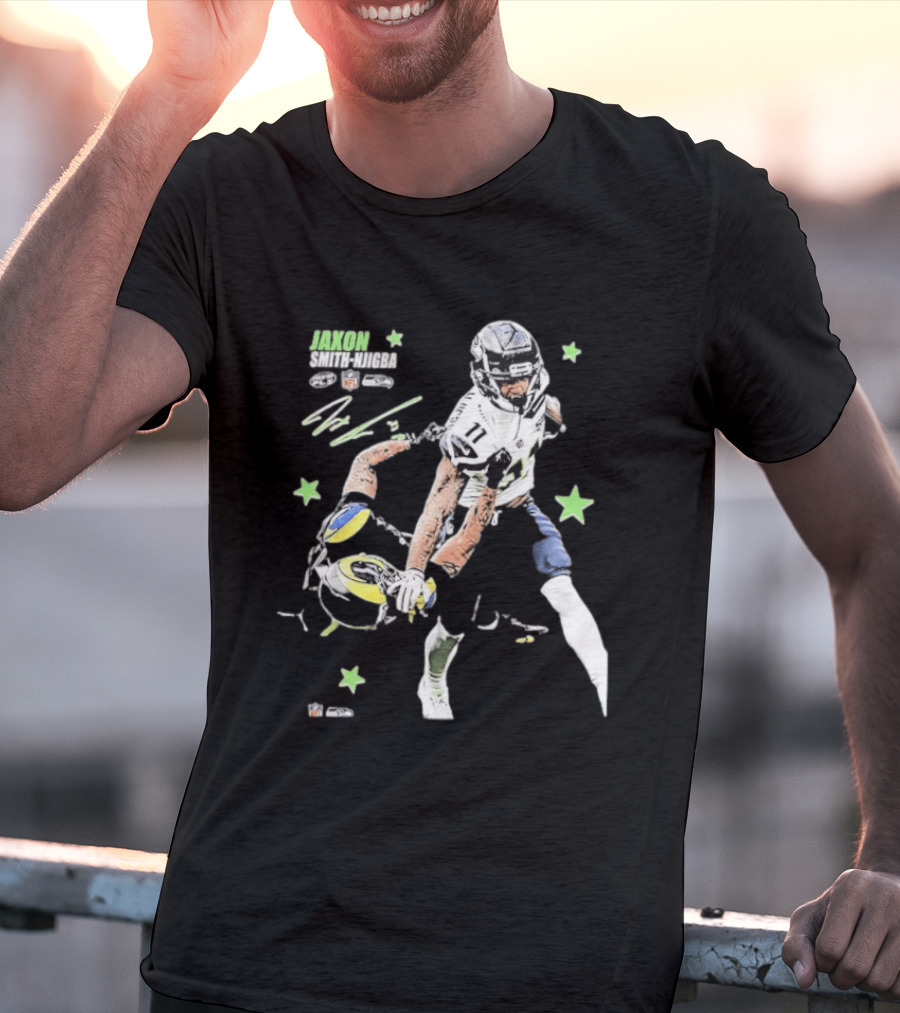 Jaxon Smith Njigba Seattle Seahawks NFL Vs LA Rams Football Art Star Player 11 T-Shirt