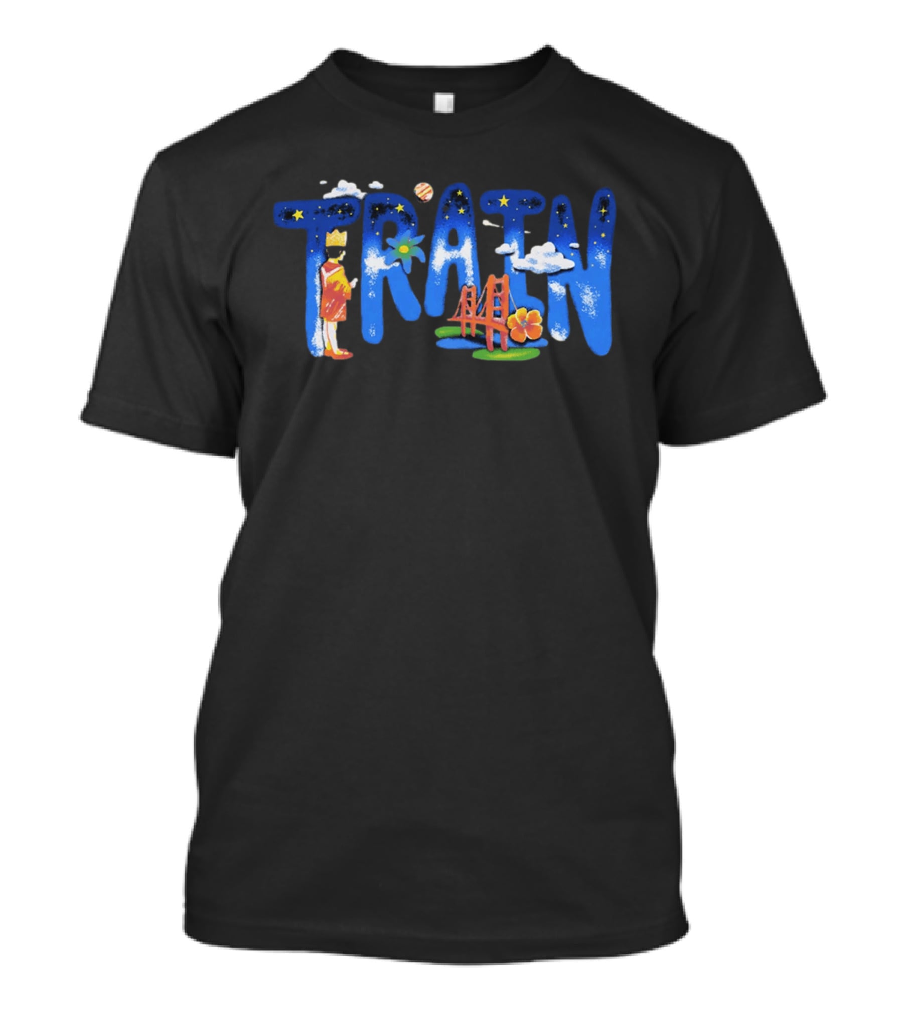 Train X Manhead Store Starry 2026 Tour Golden Gate Bridge Planet And Flowers T-Shirt