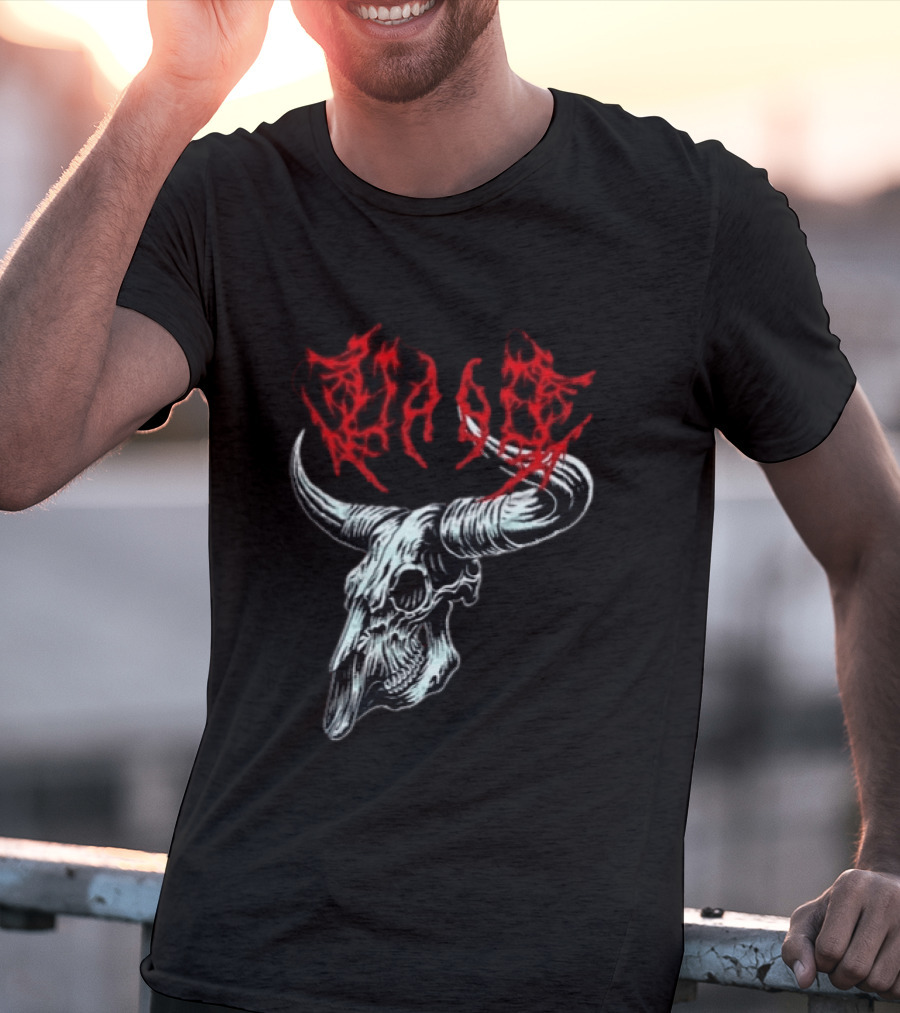 Merchdrop Upon A Burning Body Metal Texas Skull Red T-Shirt