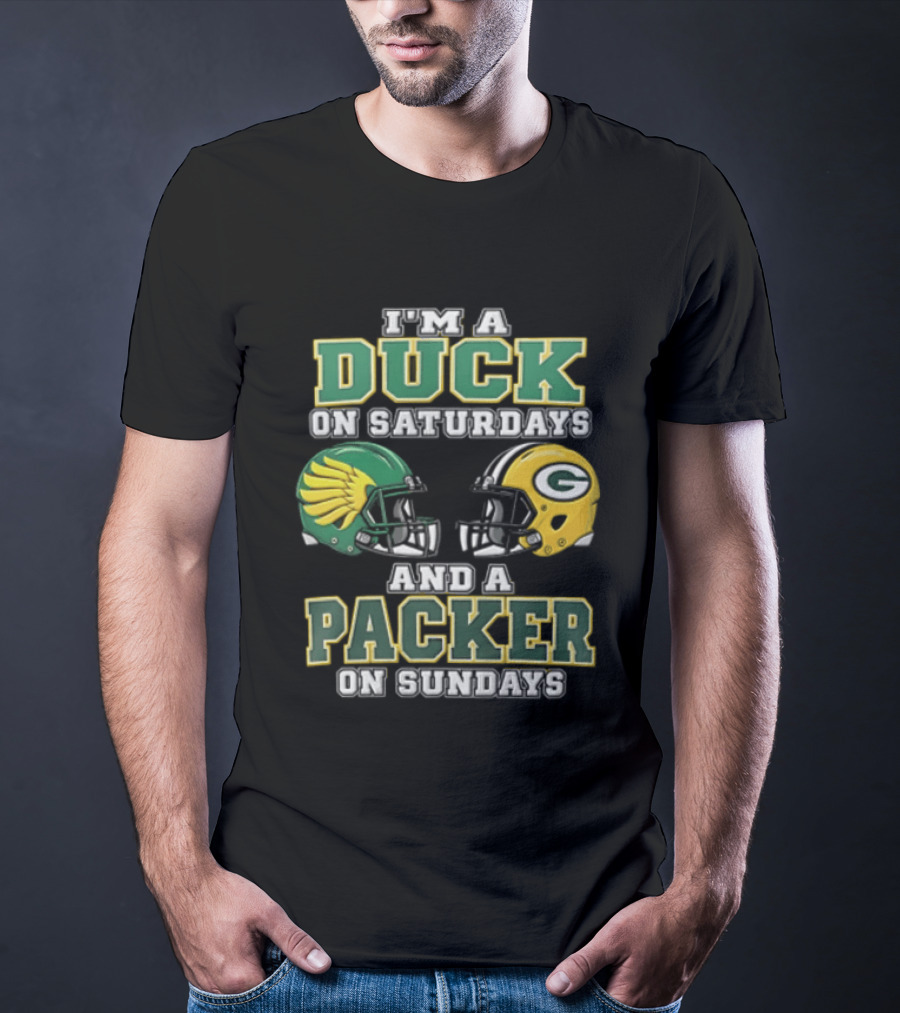 I'm A Duck On Saturdays And A Packer On Sundays Football Helmets T-Shirt