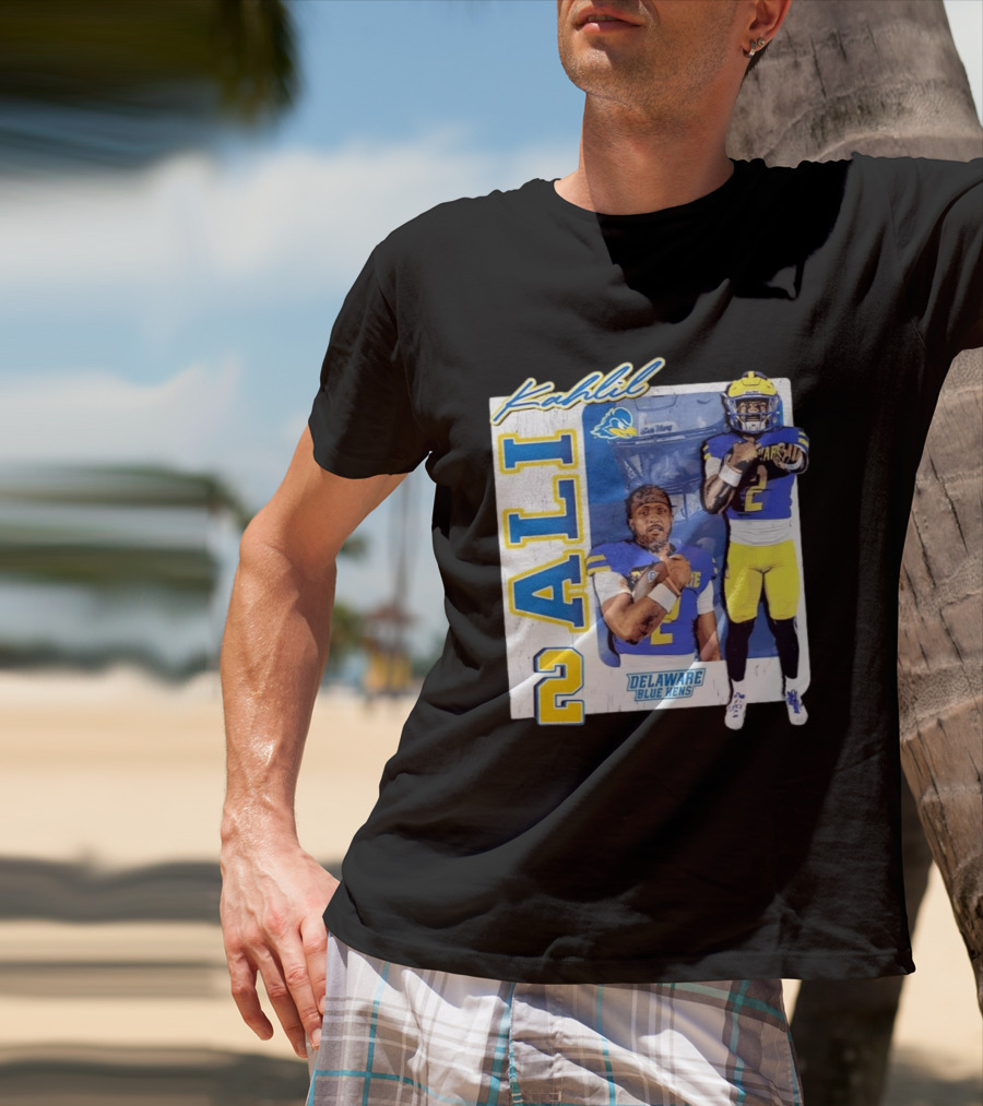Kahlil Ali Delaware Blue Hens Football No 2 Collage T-Shirt