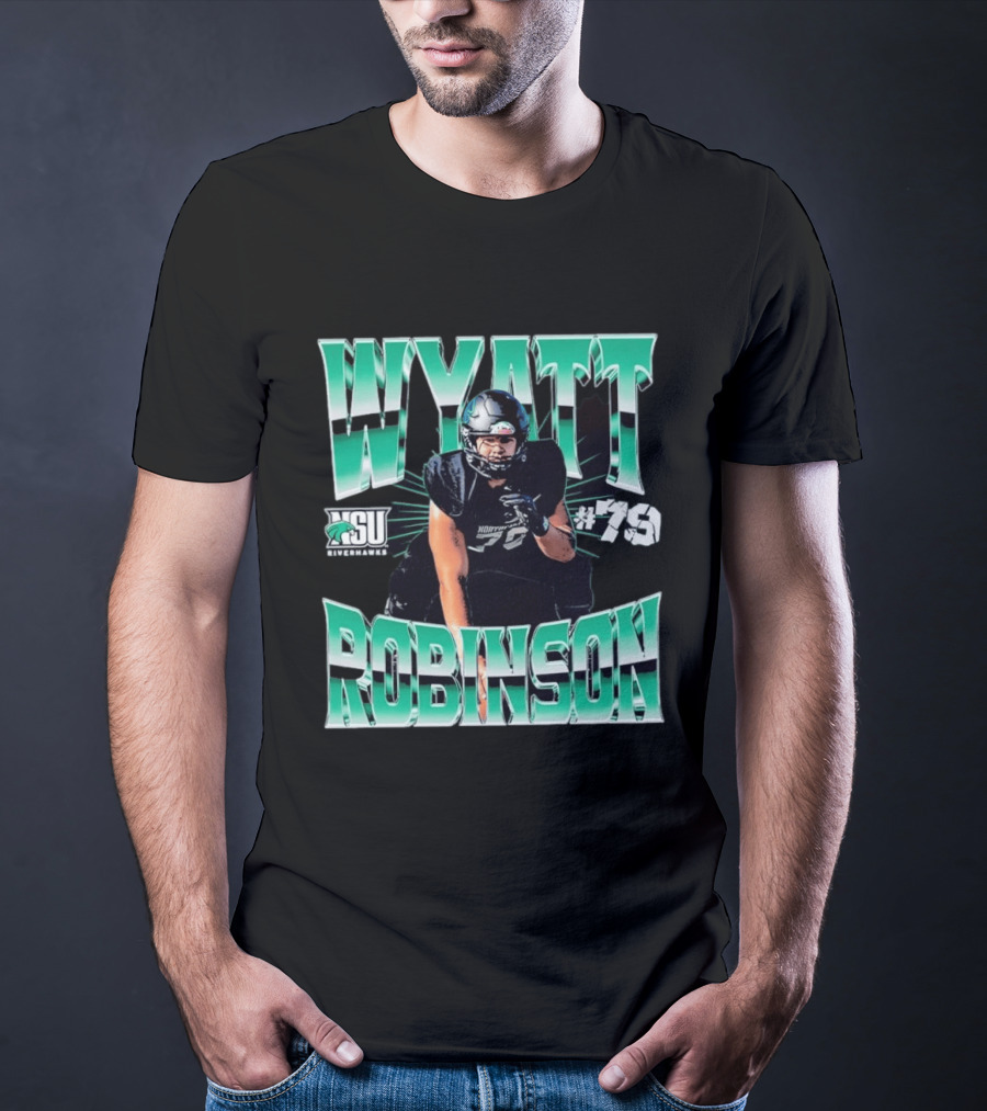 Northeastern State University RiverHawks Football Wyatt Robinson #79 T-Shirt